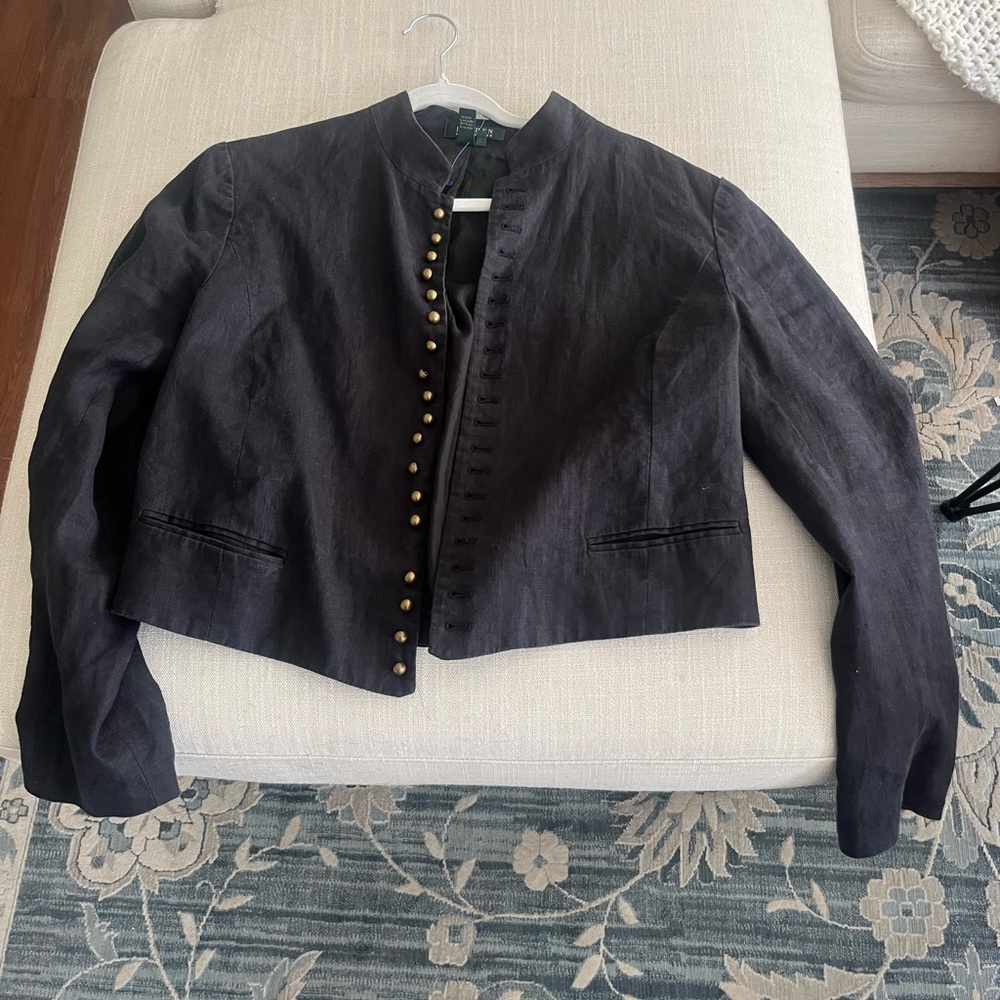 Ralph Lauren Linen LRL Jacket  Sz 10 Black Victorian Western Gothic Military